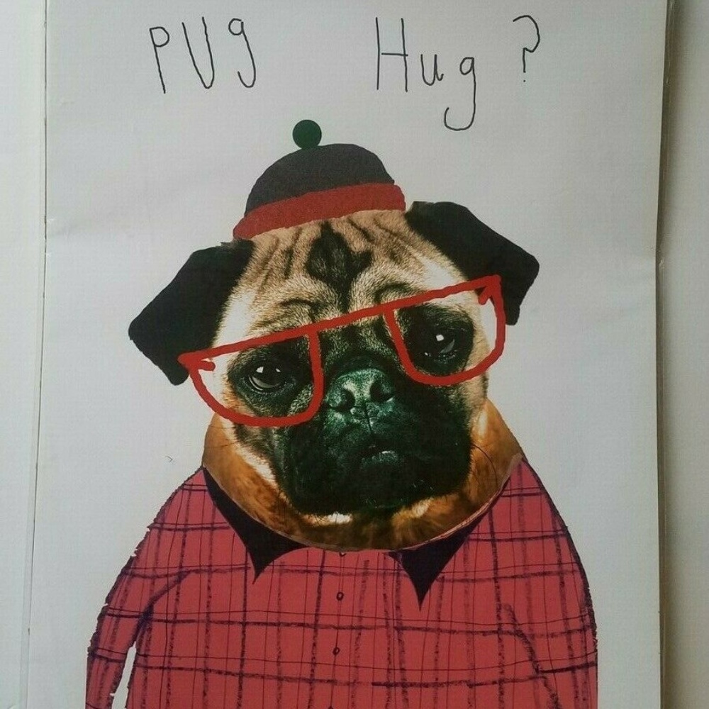 Society 6 Cardboard Poster Pug Hug Wall Decor